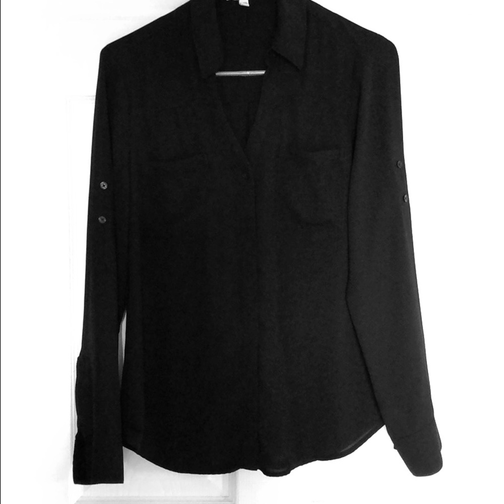 Express black v-neck button down blouse sz.‎ small